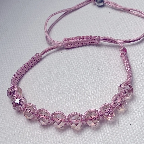 Pink Crystal Ball Bead Macrame Bracelet - Picture 6 of 6